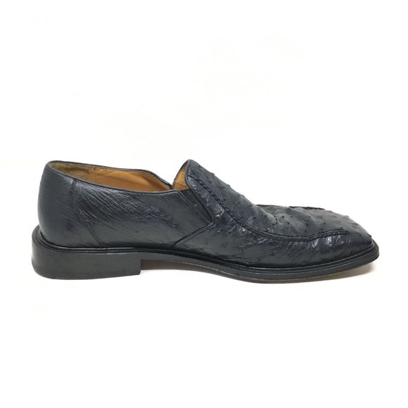 Mezlan Platinum Loafers Shoes Sz 9.5 Black Ostrich main image 9